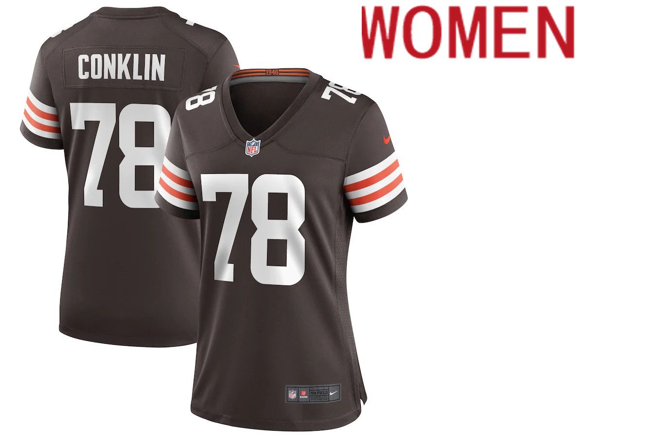 Women Cleveland Browns #78 Jack Conklin Nike Brown Player Game NFL Jersey